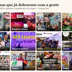 Colagem de cases do Origami.club: HELM do Brasil, Bradesco Cartões, SETECO, Sysmex, CPqD, Samsung Partners, Chloé, Amicci, Patriani, Suzano, Claro e Exeltis
